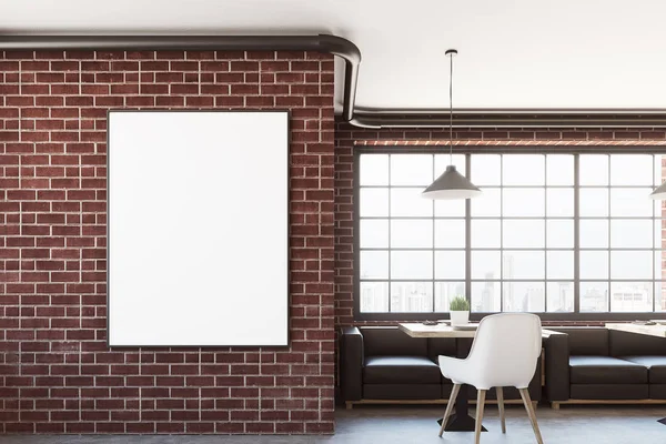 Tuğla kafe iç dikey bir posteri, closeup ile