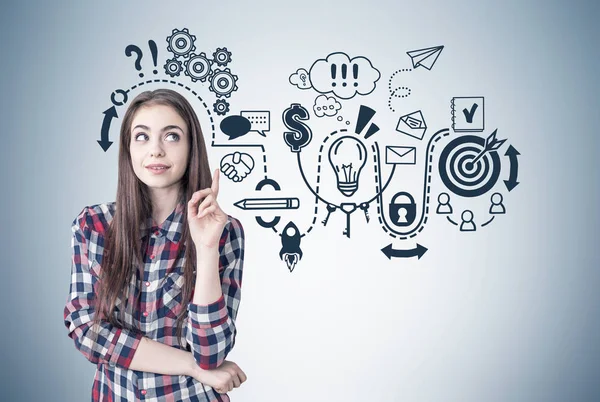 Bir başparmak, iş düzeni ile yaratıcı kız