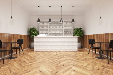 Siyah modern sandalye ile kahve dükkanı