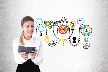 Hevesli bir planer, parlak düzeni kadınla