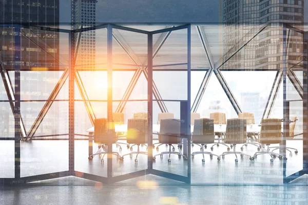 White conference room with glass walls double — Stock Photo, Image