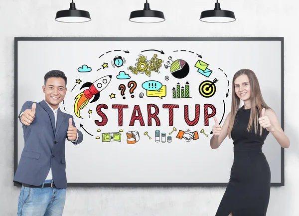 Polegar parceiros de negócios, startup — Fotografia de Stock