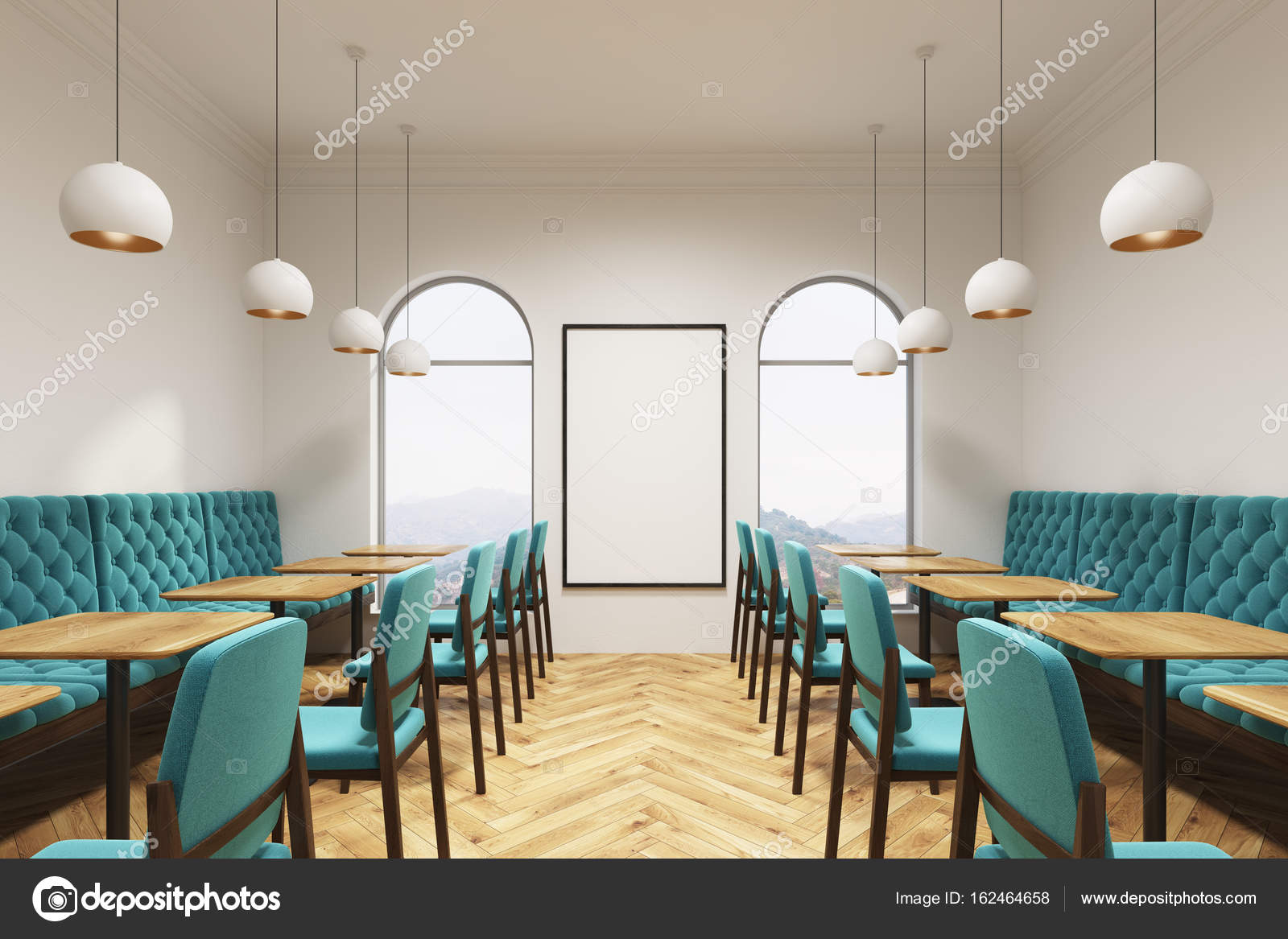Download Blue Green Cafe Interior Poster Stock Photo By C Denisismagilov 162464658