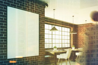 Bir dikey poster, portre, adam tuğla kafe