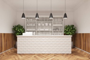 Kahve Dükkanı saksı ağaçları ile