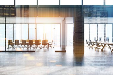 Konferans salonu ve açık alan office, ahşap Çift