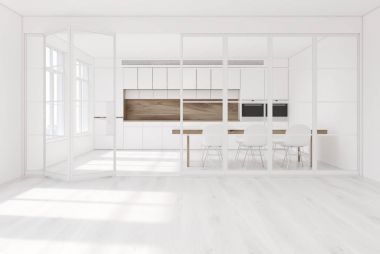 Beyaz mutfak iç, boş oda