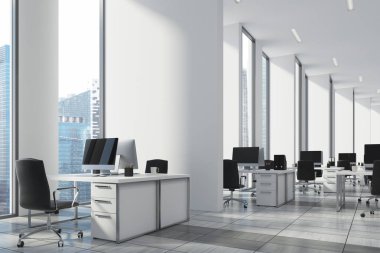 Açık ofis beyaz, duvar, yakın kadar köşe