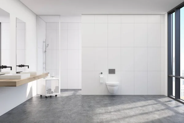 Bagno nero, doccia, lavabo — Foto Stock