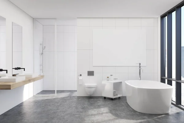 Сучасний білий інтер'єр ванної кімнати, плакат — стокове фото