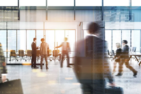 Modern şehir office lobi, insanlar çift