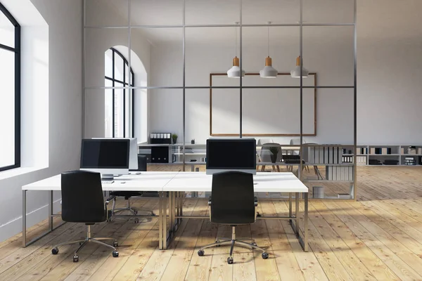 White wall open office interior — Stock Photo, Image