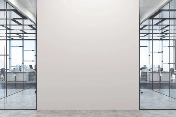 White and glass office, white wall — Stock Photo, Image