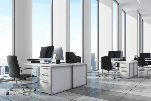 White open office environment, corner close up — Stock Photo, Image