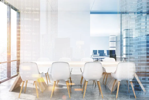 White conference room with white chairs double — Stock Photo, Image