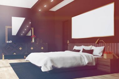 Siyah yatak odası ile bir poster tonda köşe