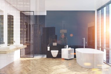 Modern siyah banyo iç, lavabo, gece