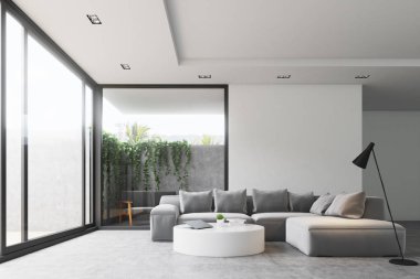 Yuvarlak masa, kanepe, açık oturma odası