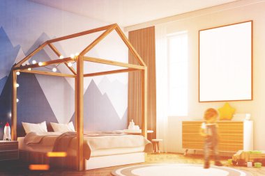 Çocuk s yatak odası iç, poster, köşe, evlat