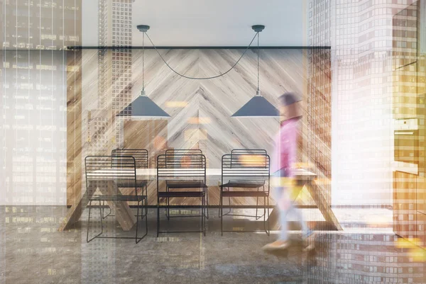 Ahşap mutfak iç, kız