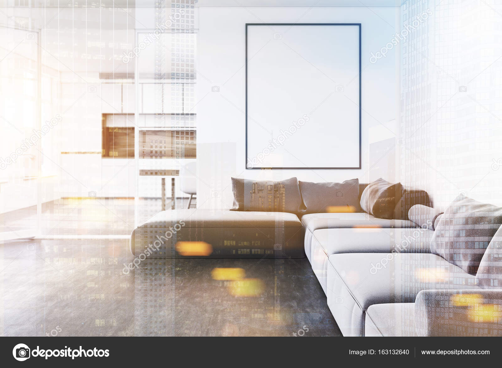 intrieur blanc salle de sjour avec un canap gris une affiche verticale encadre et une cuisine dans le fond maquettes 3d rendu image tonique double - Salon Canape Gris intrieur blanc salle de sjour avec un canap gris une affiche verticale encadre et une cuisine dans le fond maquettes 3d rendu image tonique double - Salon Canape Gris