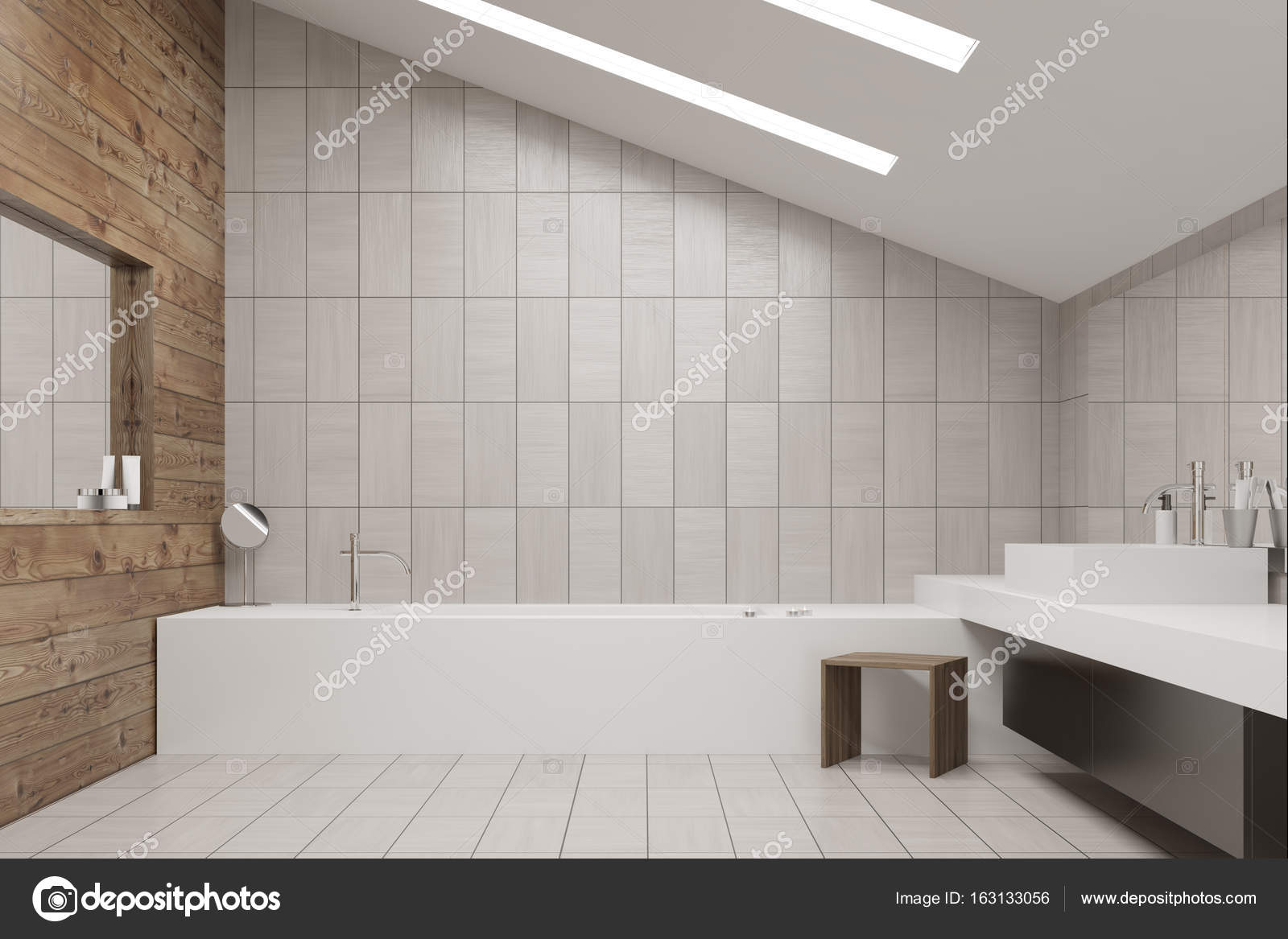Cuarto de baño baldosas y madera — Foto de stock © denisismagilov ... Cuarto de baño baldosas y madera — Foto de stock © denisismagilov ...
