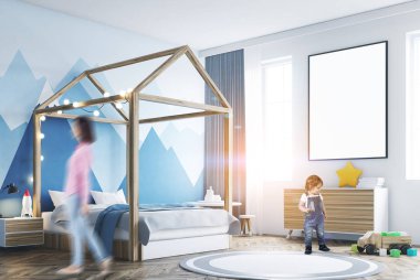 Çocuk s yatak odası iç, poster, çocuk ve anne