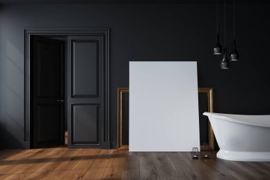 Siyah banyo, beyaz küvet, poster