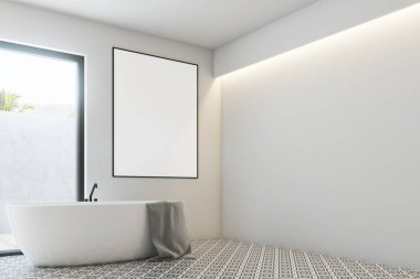 Beyaz banyo, küvet, poster köşe yuvarlak