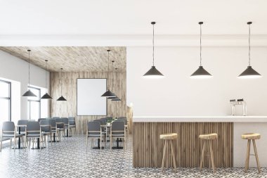 Beyaz bar iç, Tabureler, poster