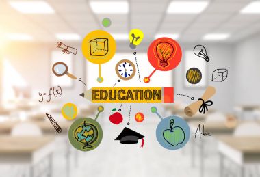 Bir sınıfta eğitim kroki