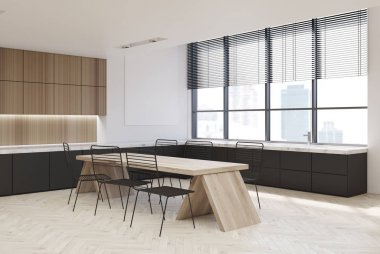 Ahşap mutfak iç, karanlık tezgahı