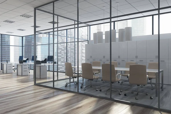 Dolaplar, ofis, yan cam toplantı salonu — Stok fotoğraf