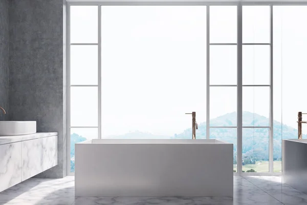 Loft baño, bañera rectangular, mármol — Foto de Stock