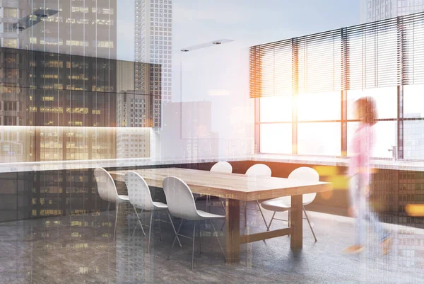 Ahşap mutfak iç, karanlık, kız, köşe