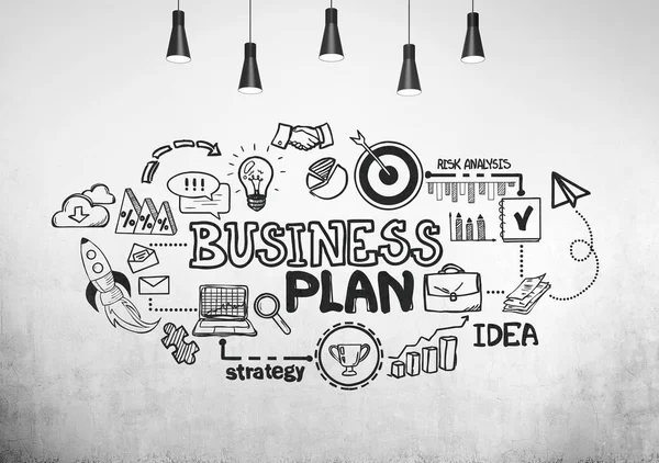 Siyah iş planı kroki bir beton duvar