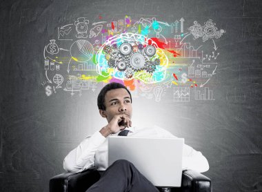 Dalgın Afrikalı-Amerikalı işadamı, beyin SMM