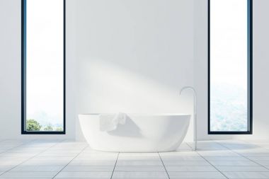 Beyaz banyo iç, küvet