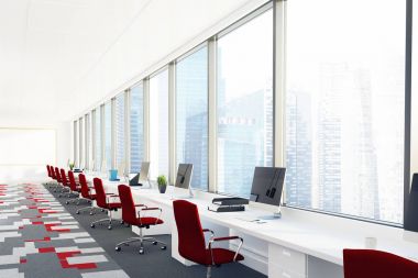 Açık office kırmızı sandalye ile köşe