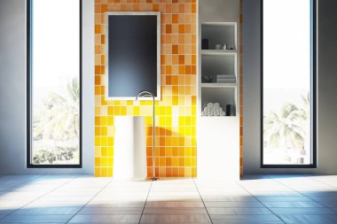 Sarı banyo iç, özgün lavabo