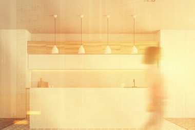 Beyaz mutfak bar, tonda Önden Görünüm