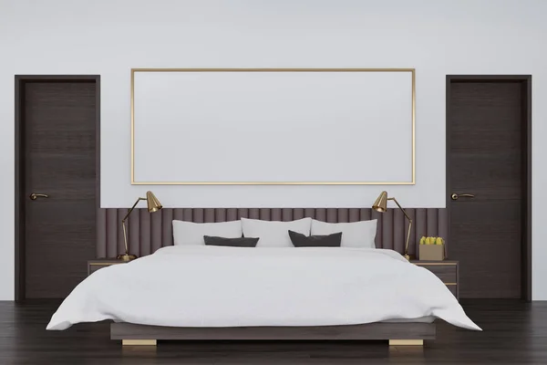 Dormitorio blanco con póster — Foto de Stock