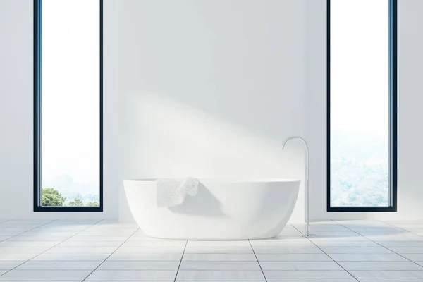 화이트 욕실 인테리어, 욕조 — 스톡 사진