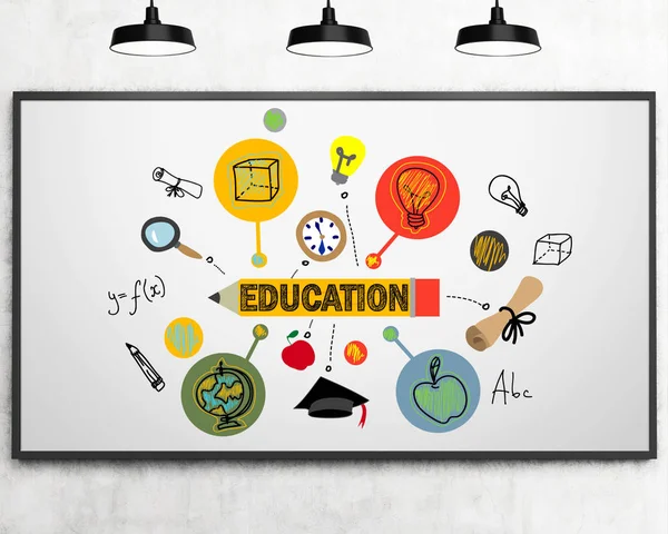 Bir beyaz tahta üzerinde eğitim kroki