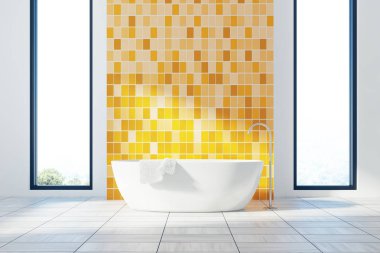 Sarı banyo iç, küvet ve windows