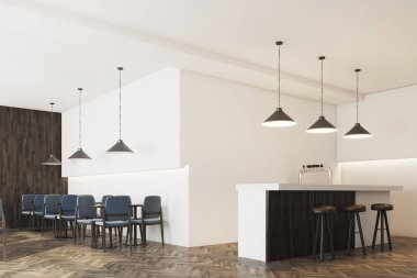 Gri koltukları kafe iç bir çizgiyle, yan