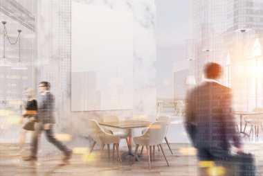 Poster, insanlar beyaz mermer lüks kafe