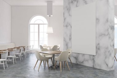 Beyaz ve mermer Restoran iç, poster