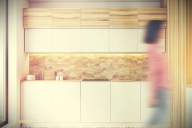 Altıgen desen Ahşap mutfak sayaç tonda,