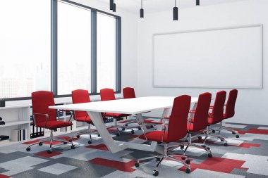 Beyaz ve kırmızı konferans salonu, poster, köşe